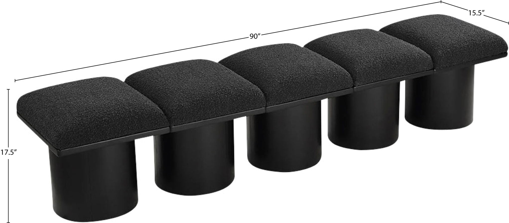 Pavilion - 5 Piece Modular Bench With Black Base