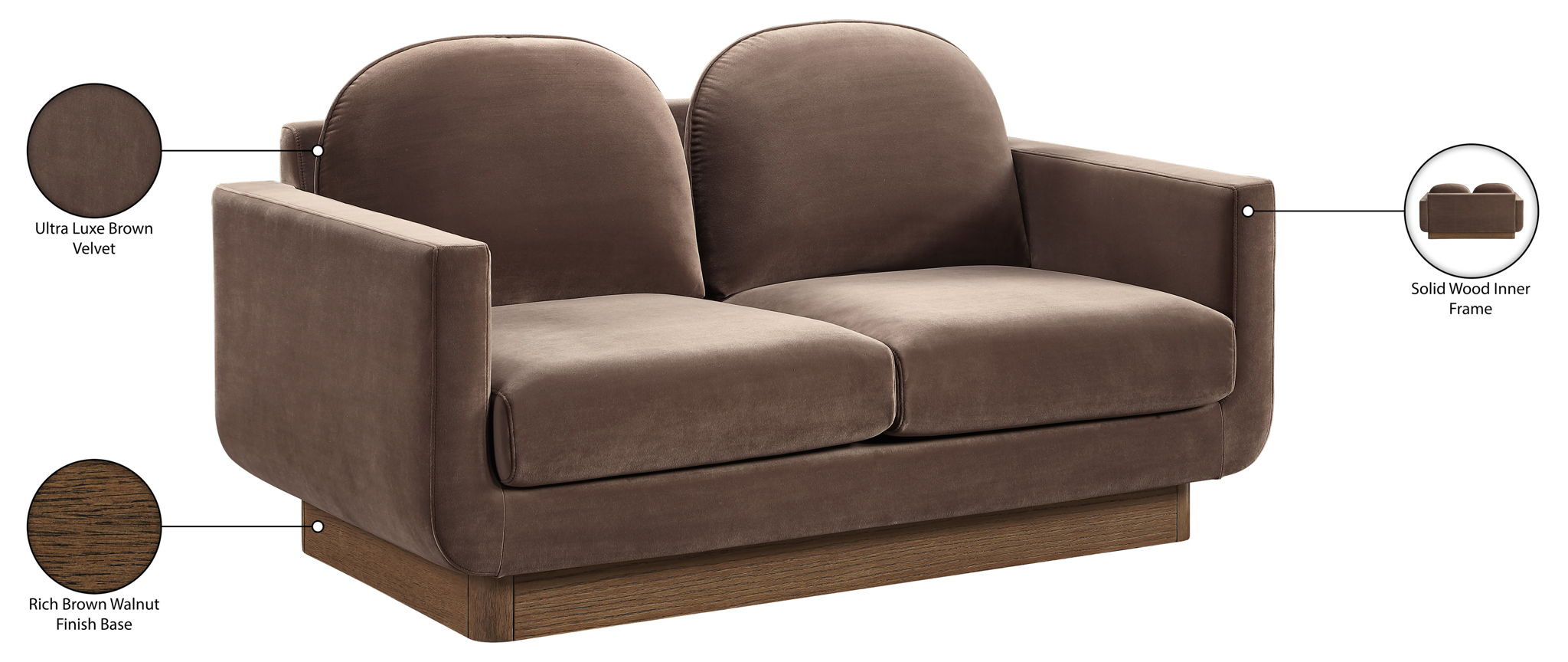 Diviento - Velvet Performance Fabric Upholstered Loveseat