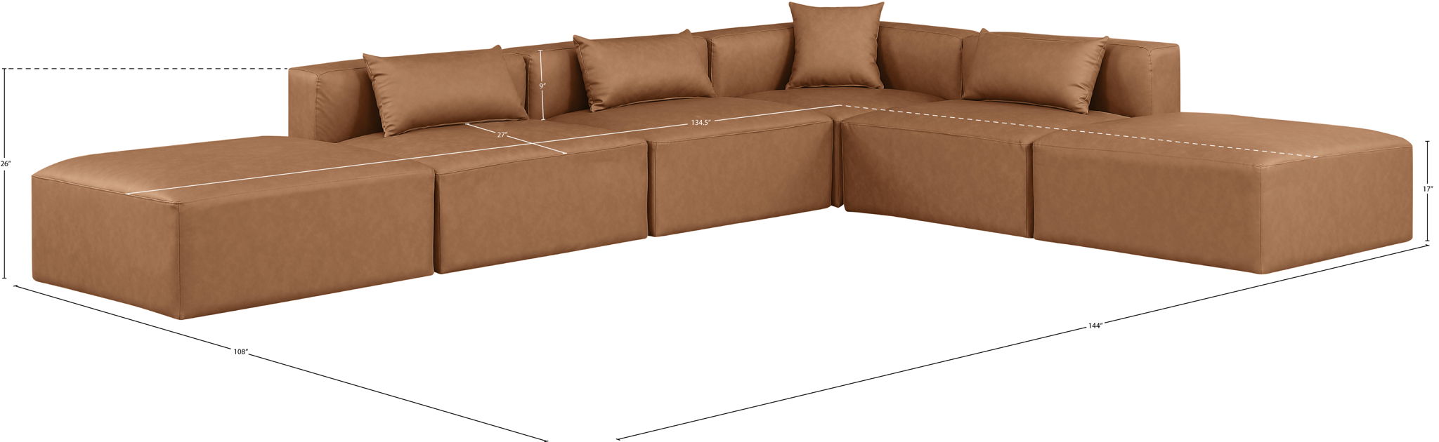 Cube - 6 Piece Modular Corner Armless Sectional