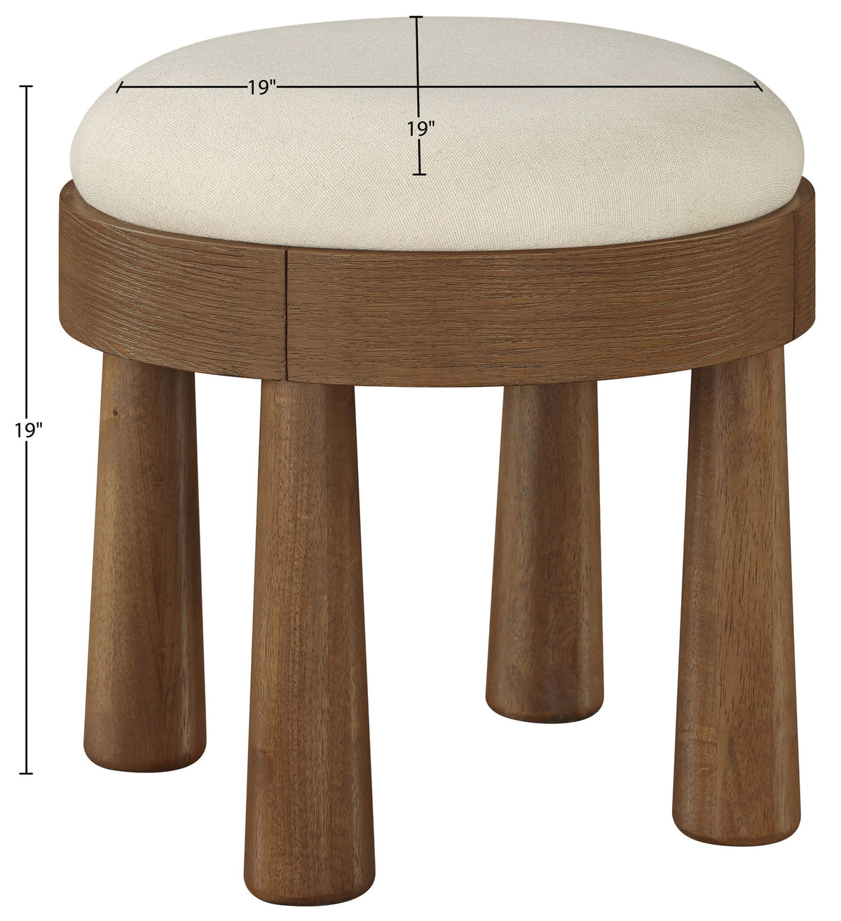 Larea - Linen Textured Fabric Upholstered Ottoman - Walnut Base
