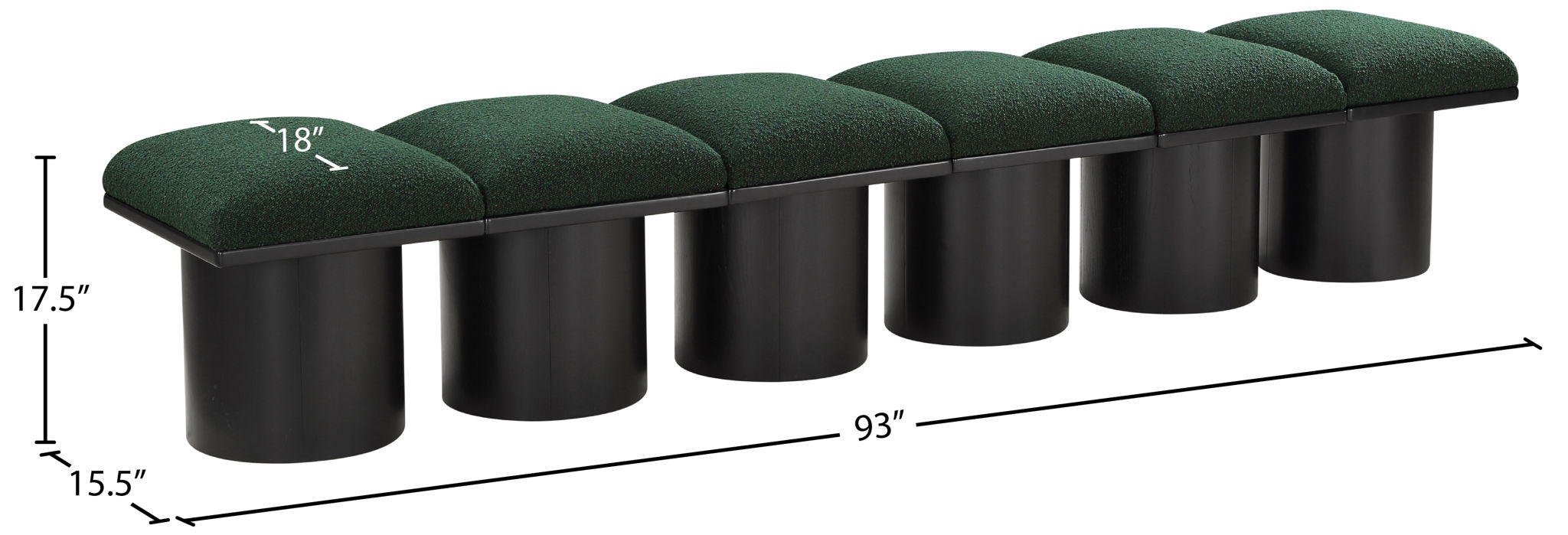 Pavilion - 6 Piece Modular Bench With Black Base
