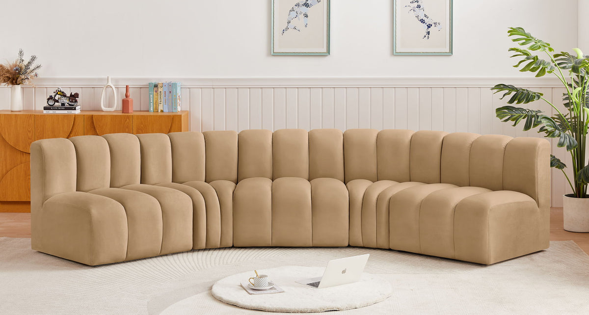 Arc - Velvet 5 Piece U-Shaped Modular Sofa