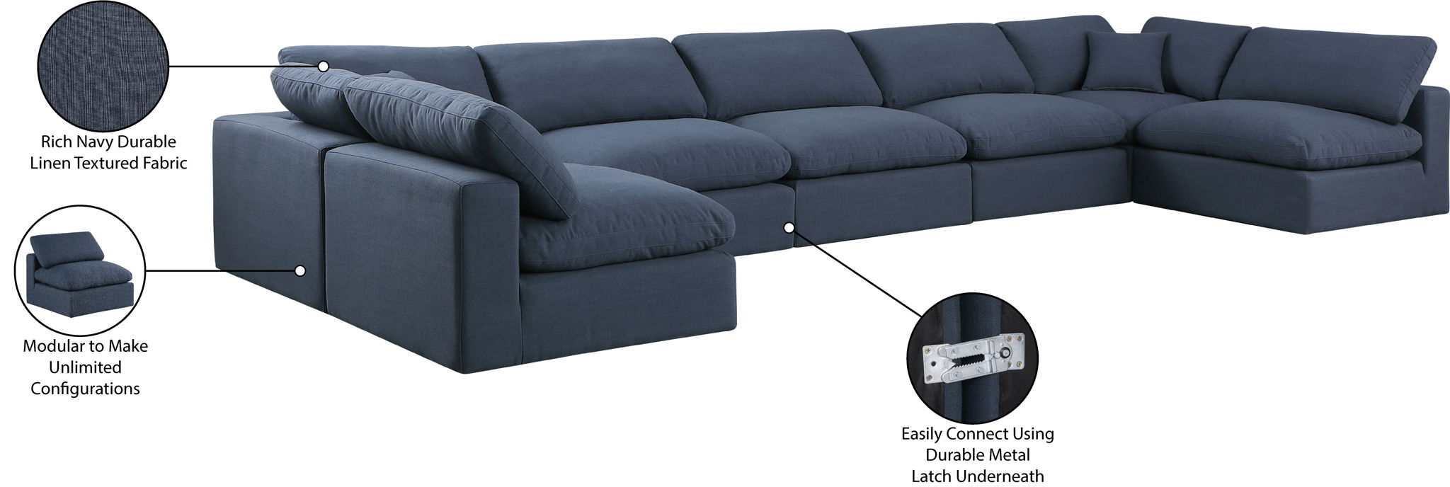 Comfy - 7 Piece Linen Modular Armless Sectional