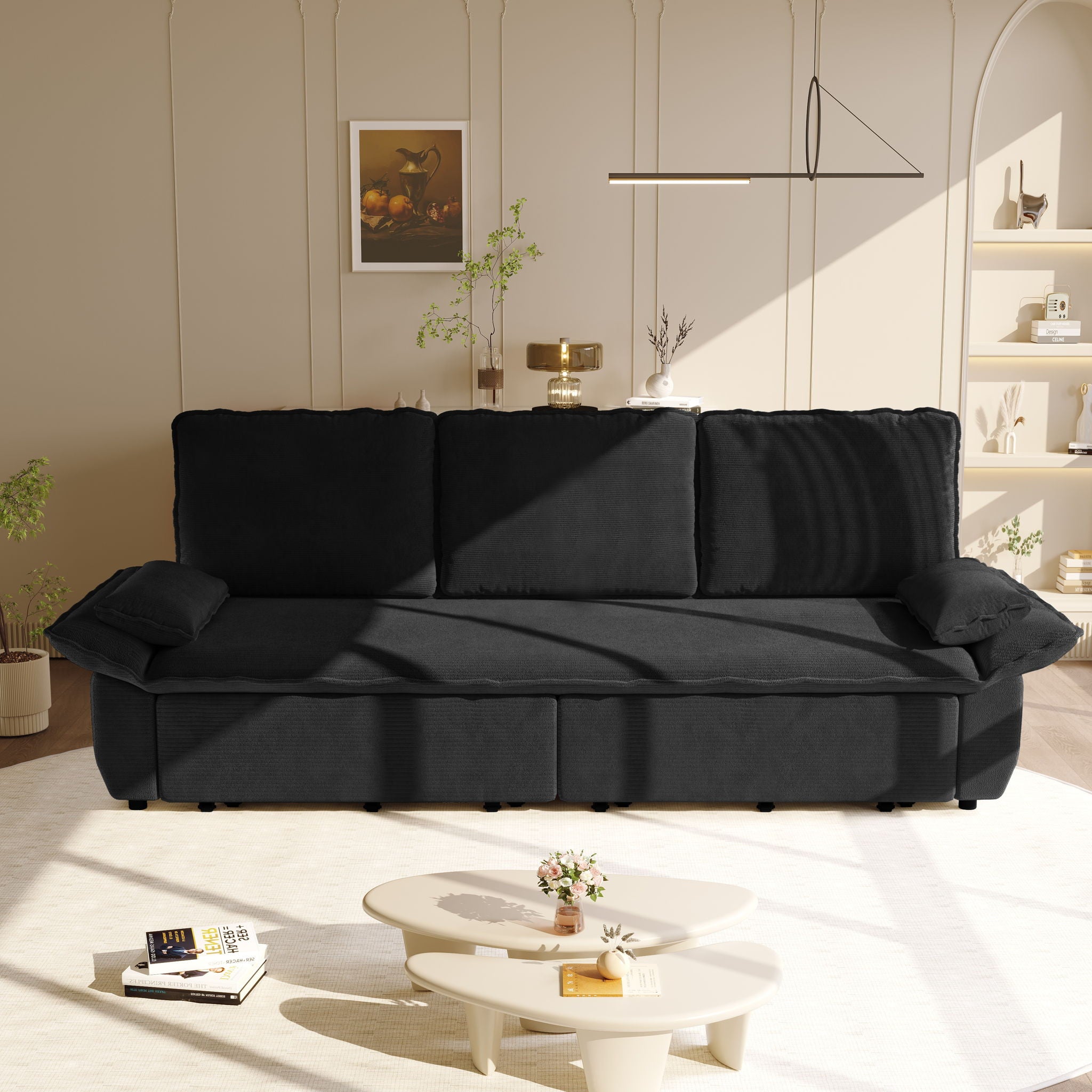 King Size Pull Out Sofa Bed, 3 In 1 Convertible Multifunctional