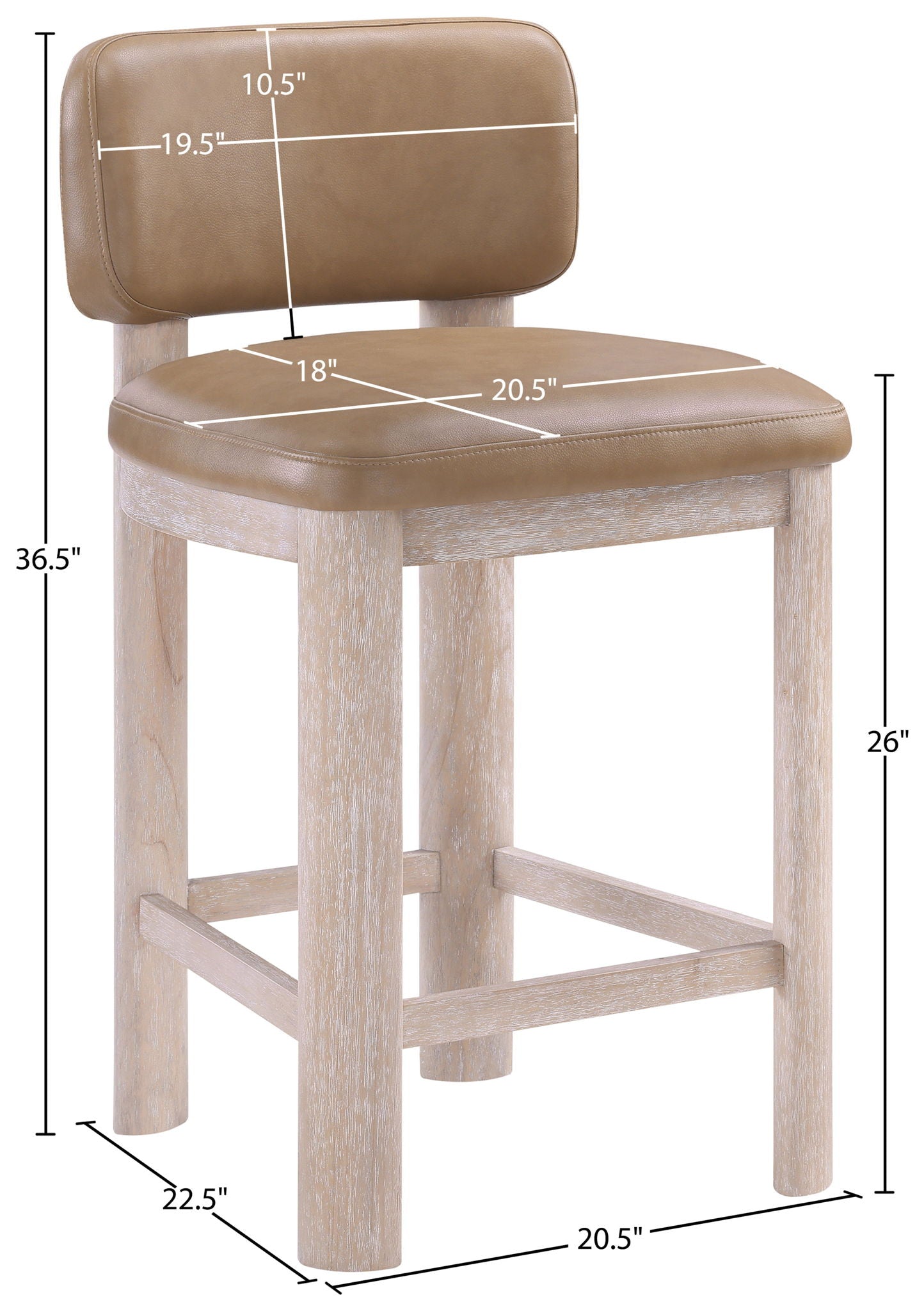Paloma - Vegan Leather Upholstered Counter Stool (Set of 2) - Tan / Rich Natural