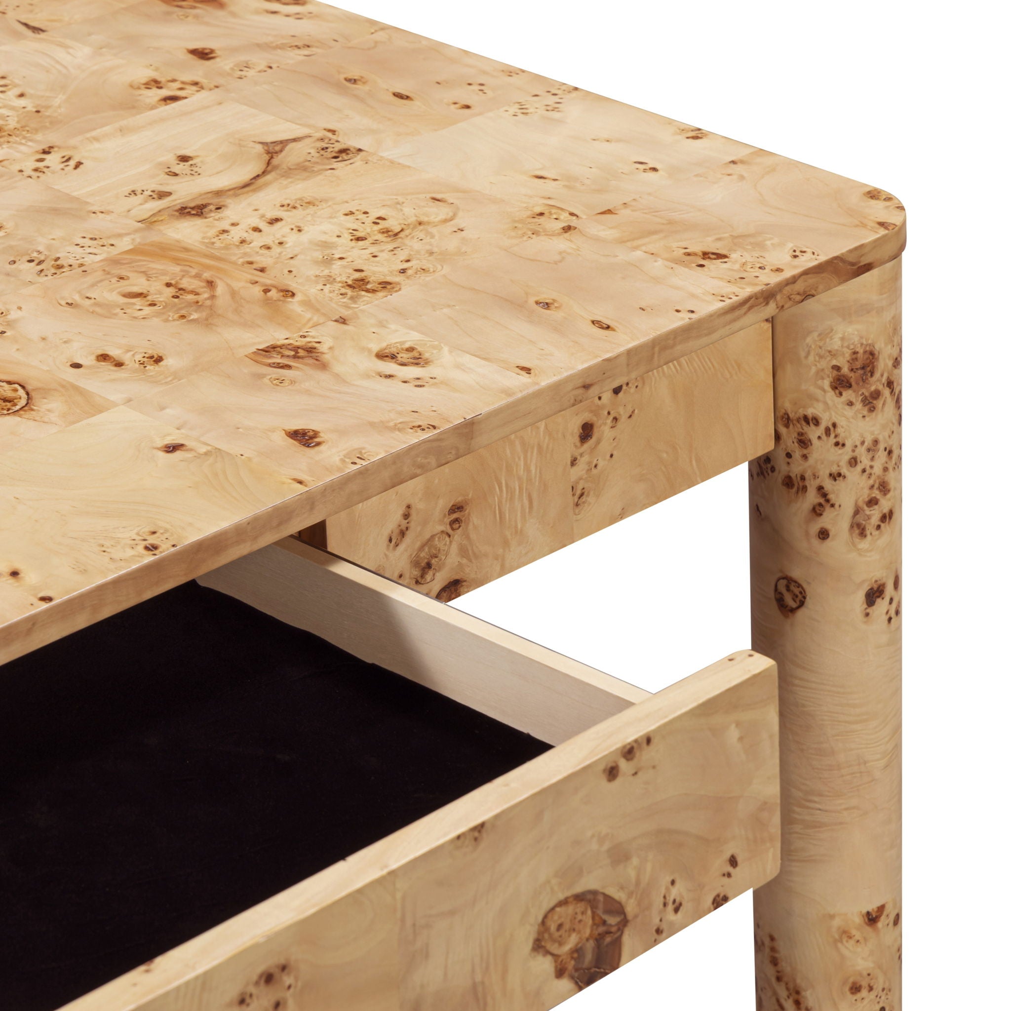 Berri - Burl 3-Drawer Work Desk - Natural