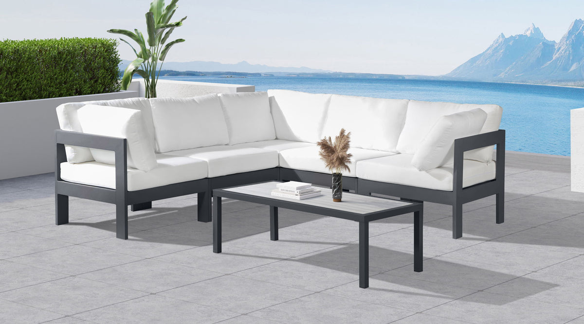 Nizuc - Outdoor Patio 5 Piece Modular Sectional With Gray Frame