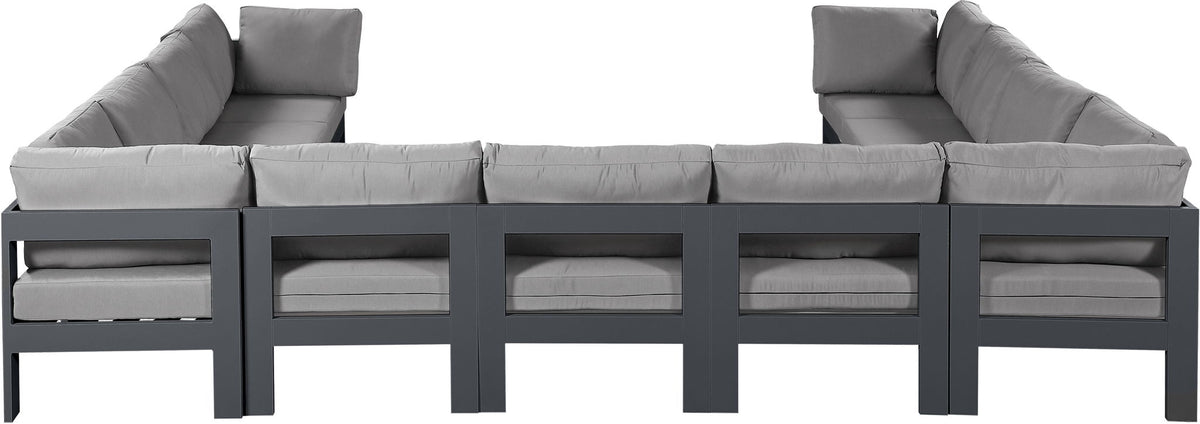 Nizuc - Outdoor Patio 11 Piece Modular Sectional With Gray Frame