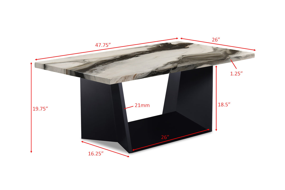 Adea Brown/Black 3-Piece Faux Marble Top Cocktail Table Set