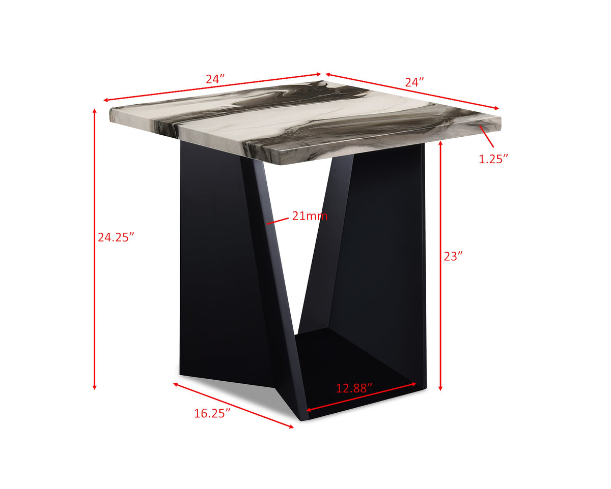 Adea Brown/Black 3-Piece Faux Marble Top Cocktail Table Set