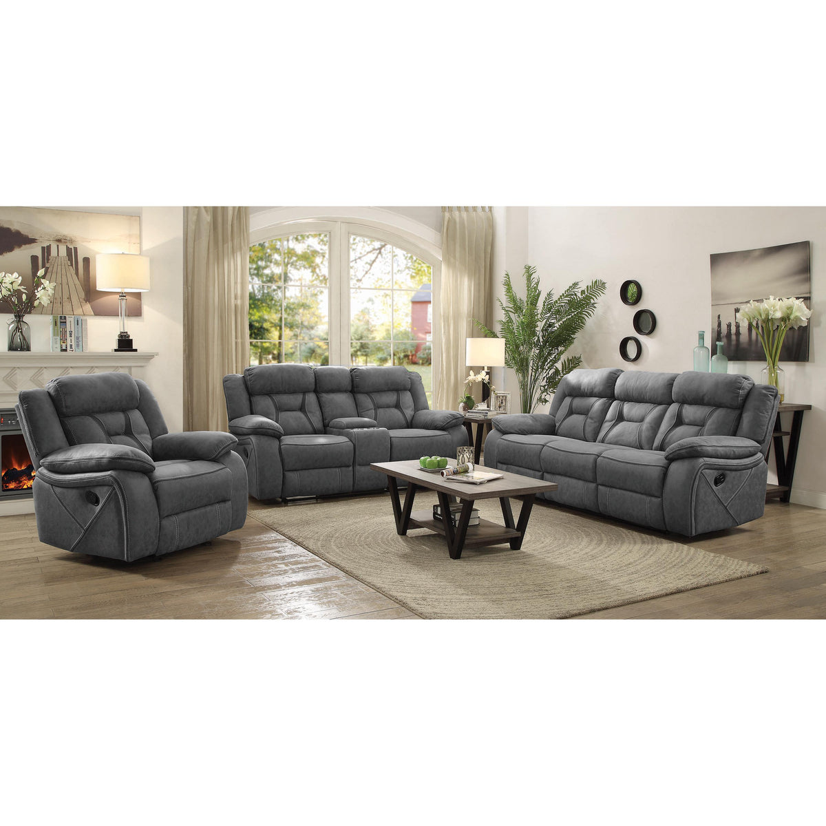 Higgins Reclining Leatherette Loveseat with Console 602262