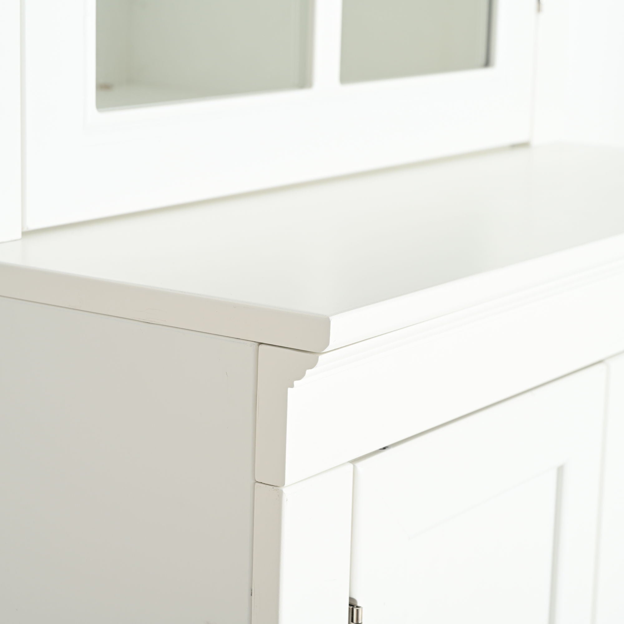 Retro Style Hutch Cabinet With Glass Door, China Cabinet For Home