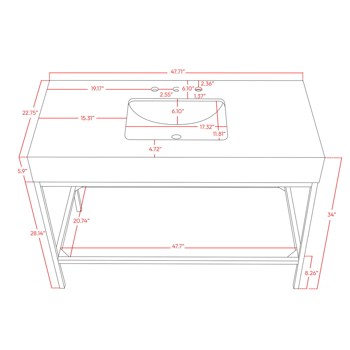 Marmo - Engineered Marble Bathroom Vanity With Chrome Base