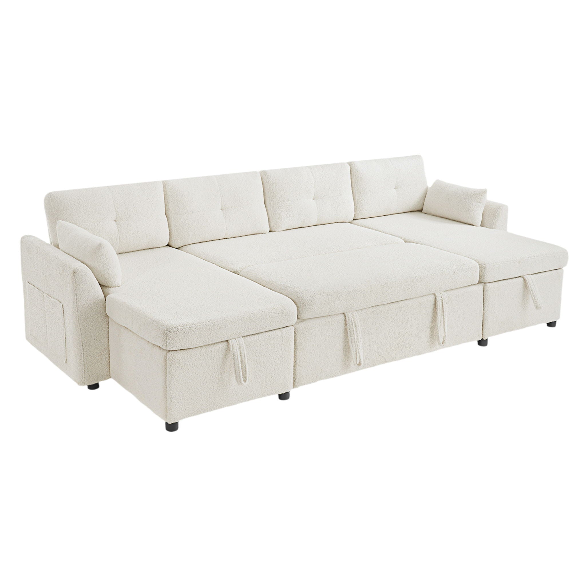 U-Shaped Sectional Sofa Bed With Storage And USB Ports
