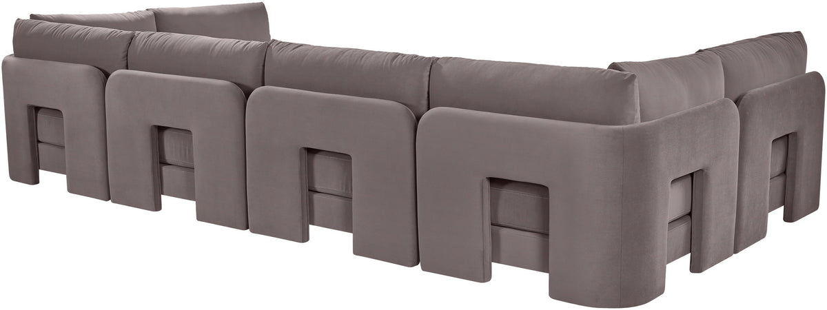 Hammond - Velvet Performance Fabric Upholstered 6 Piece U-Shaped Armless Sectional