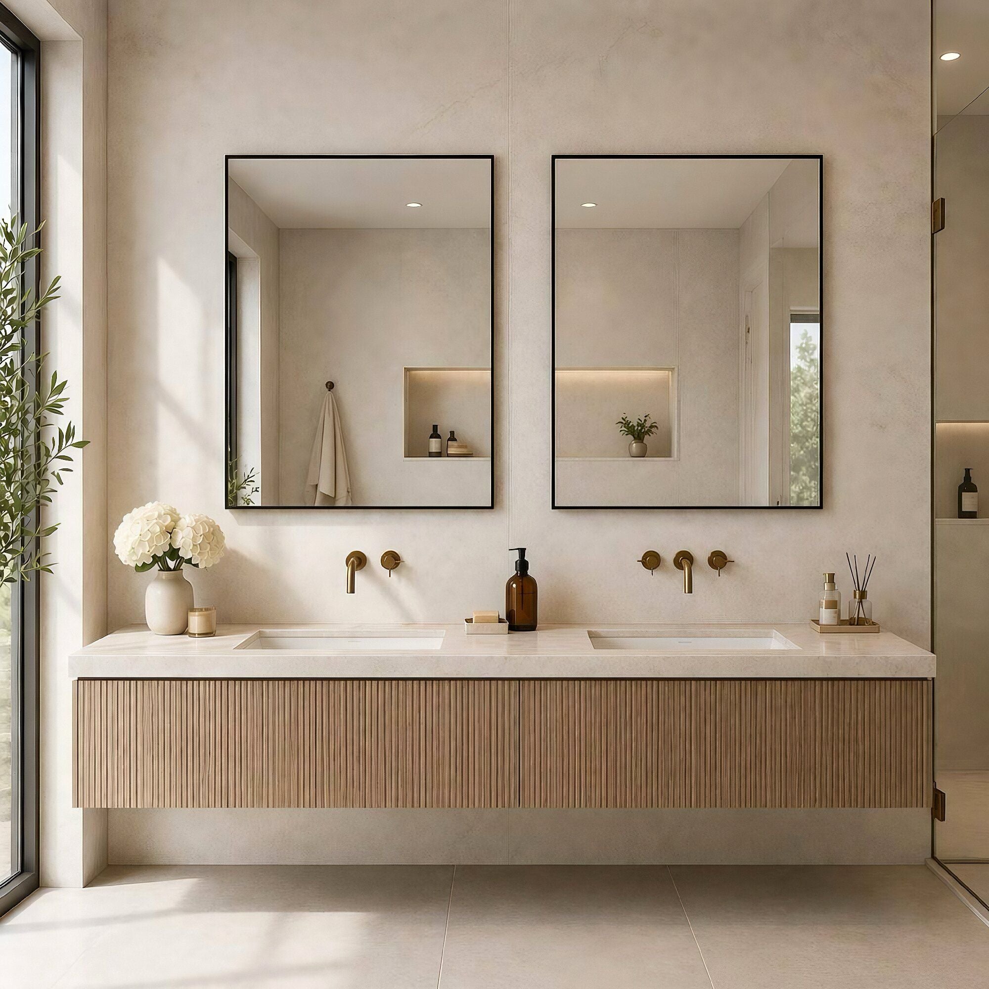 Rectangular Framed Bathroom Wall Mirror, Horizontal Or Vertical Mount