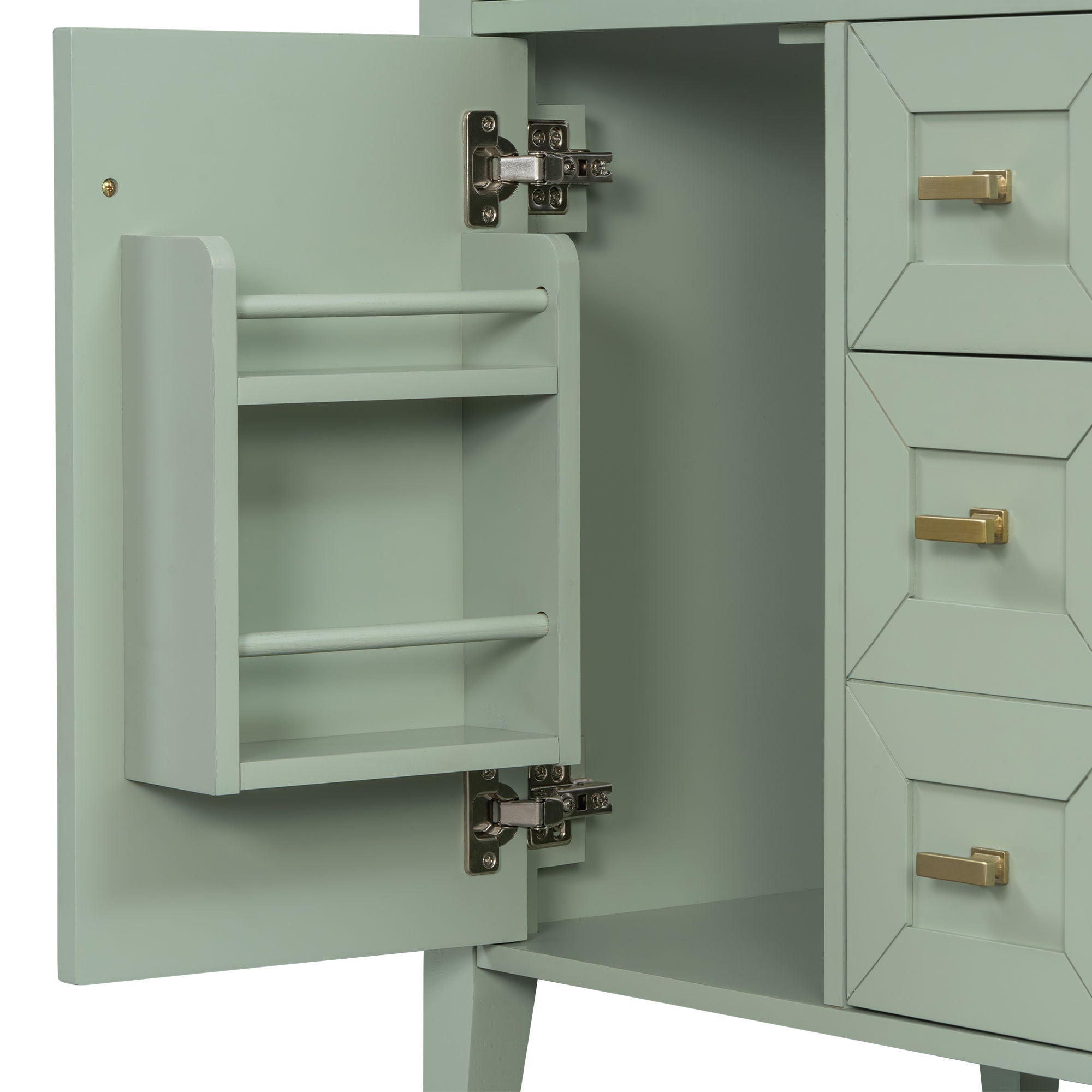 Bathroom Vanity With Sink, 3 Drawers & Cabinet With 2 Tier Door Storage Rack, Soft Close Doors & Drawers
