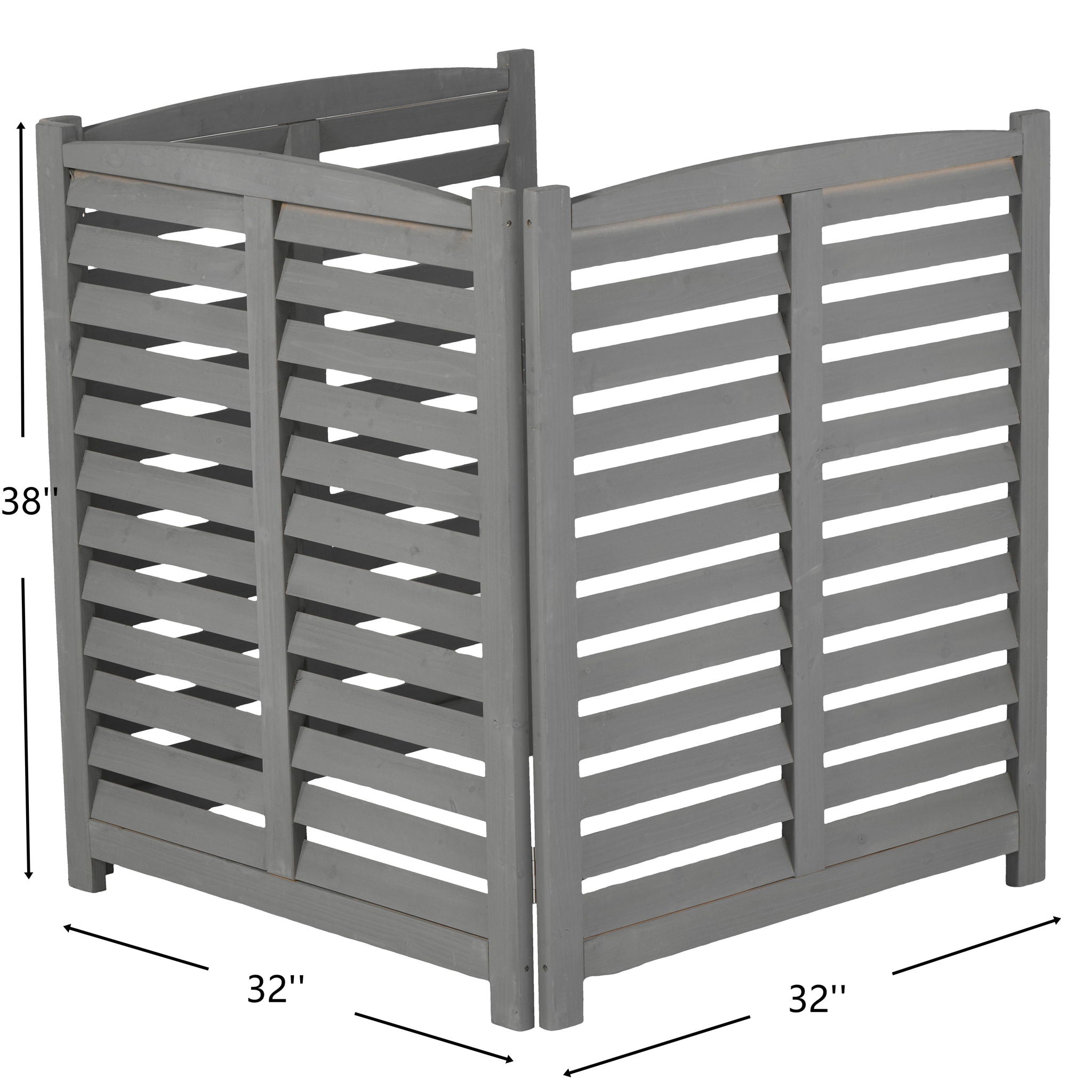 3 Panel Outdoor Wooden Air Conditioner Fence
