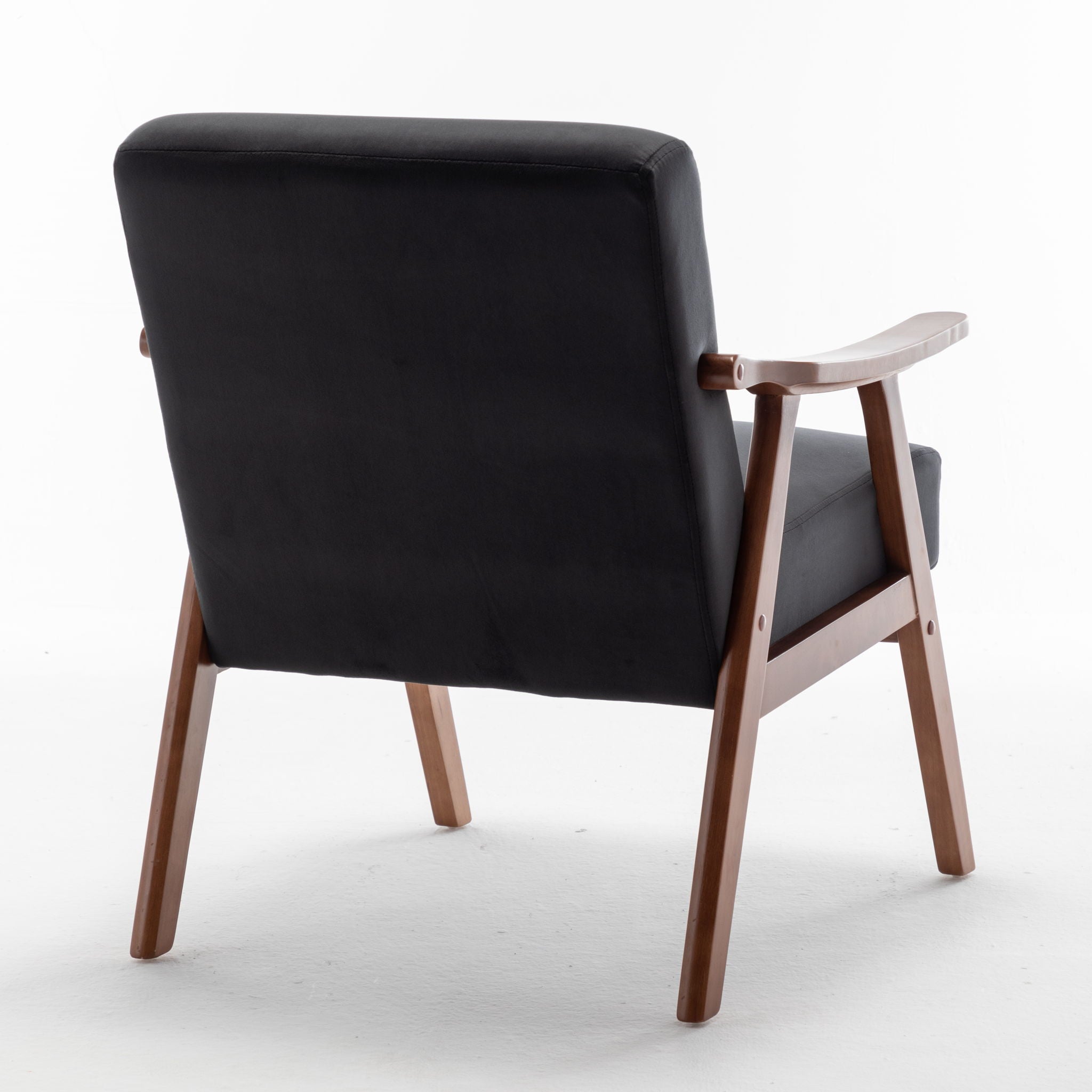 Mid Century Modern Accent Chair With Solid Wood Frame And Extra Thick Backrest