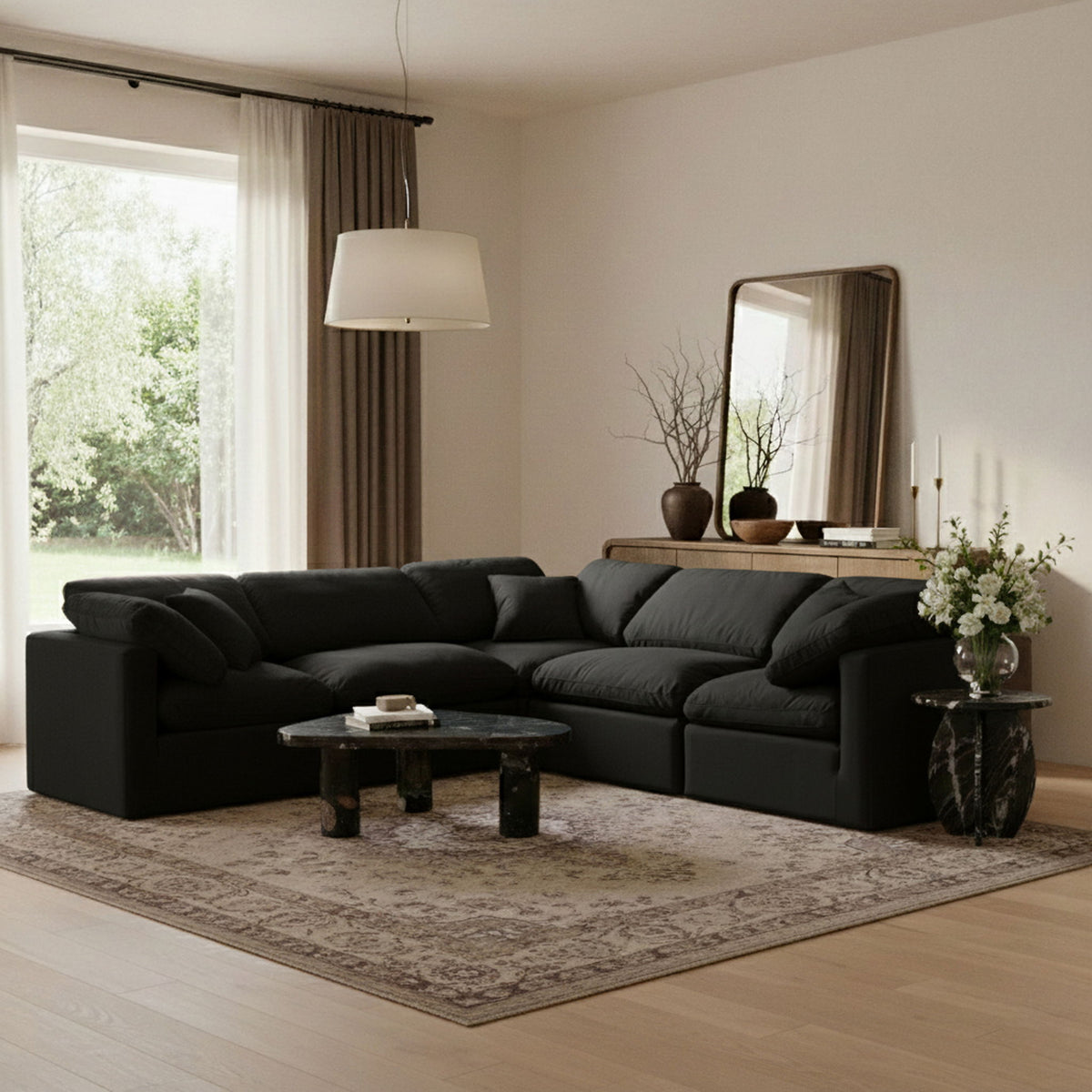 Indulge - Velvet 5 Piece Modular Corner Sectional