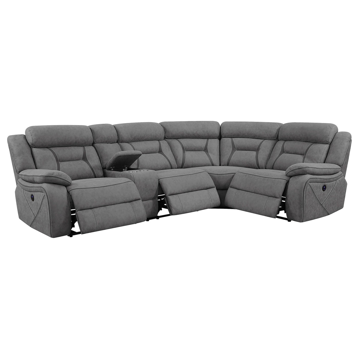 Higgins Power Reclining Leather Look 4 pc Sectional 600370
