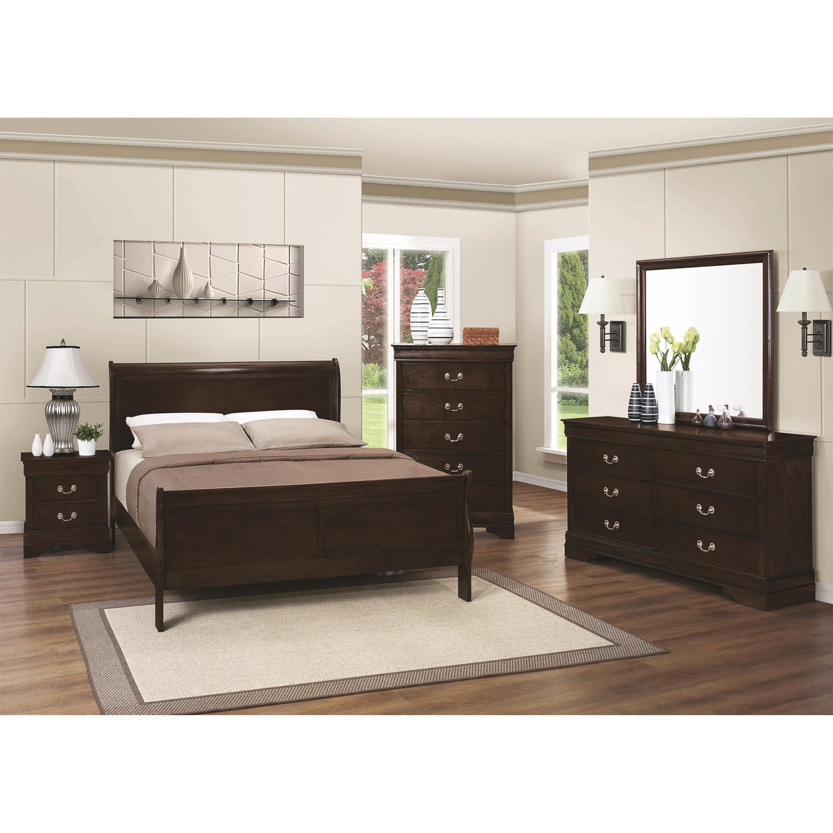 Louis Philippe 6-Drawer Dresser with Mirror 202413/202414