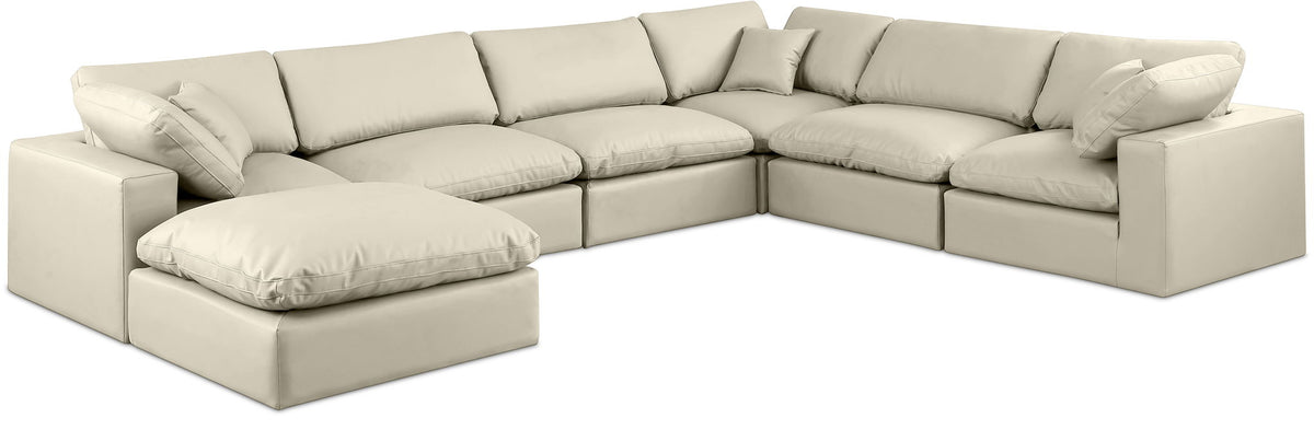 Comfy - 7 Piece Faux Leather Modular Sectional With Chaise