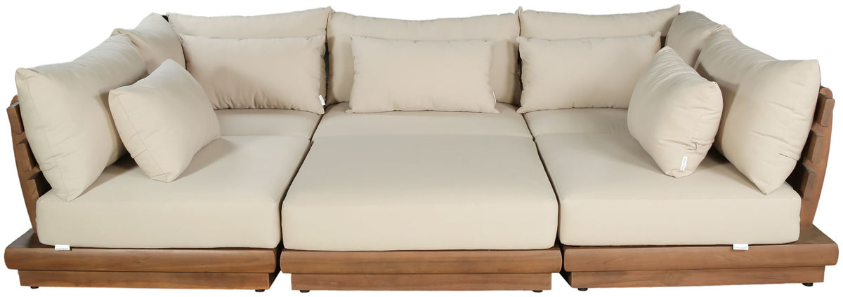 Mirella - 6 Piece Water Resistant Fabric Upholstered Outdoor Patio Modular Sectional