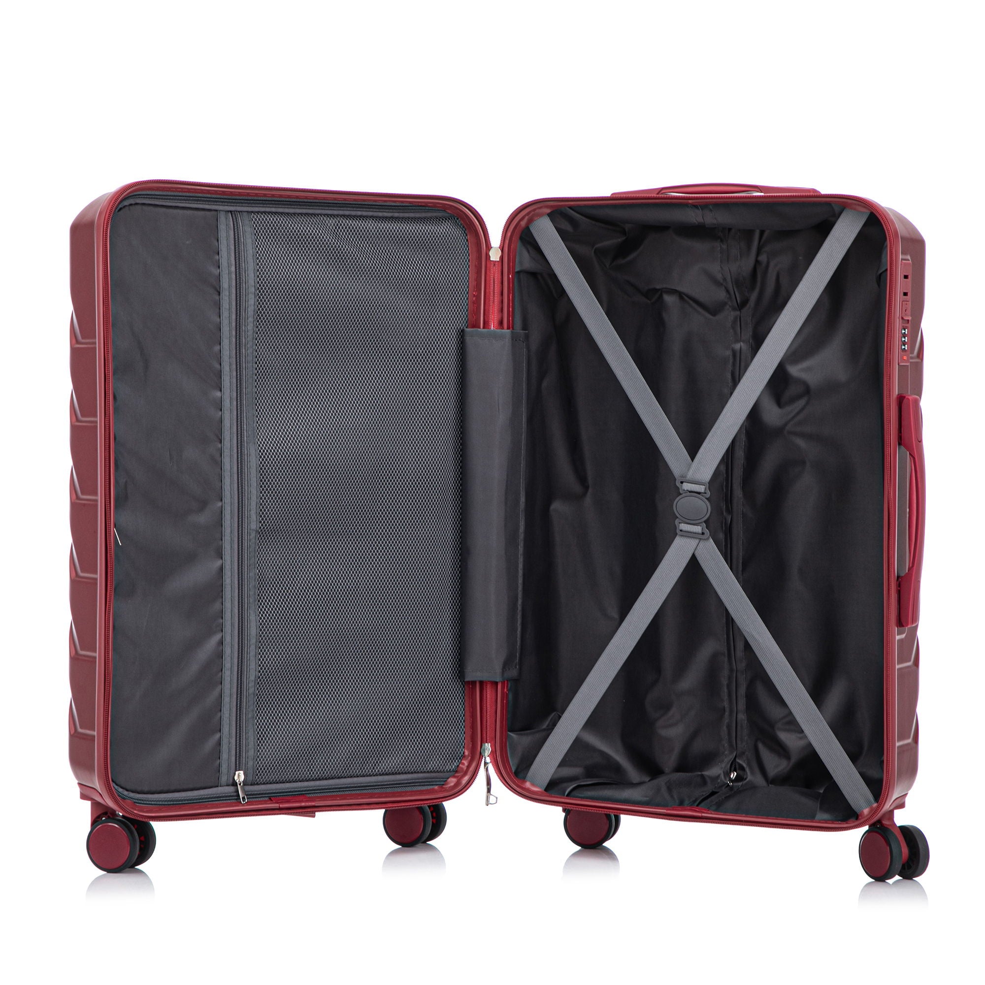 Hard Shell Luggage With Scratch Resistant Surface, 4 Wheels, Combination Lock & Side Hooks