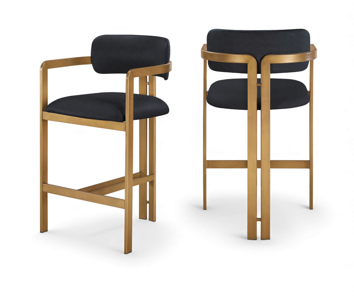 Aurum - Vegan Leather Upholstered Counter Stool With Brushed Brass Base