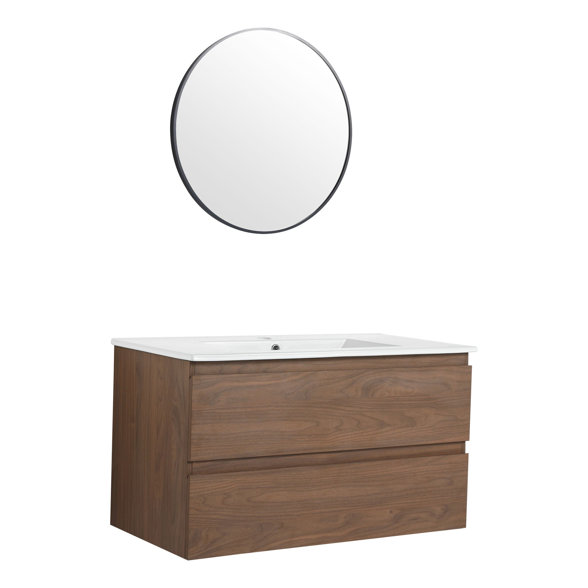 Wall Mounted Bathroom Vanity & Sink, 2 Soft Close Drawers