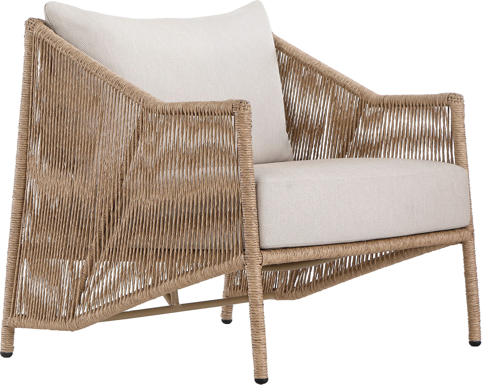 Coastline - Olefin Water Resistant Fabric And Wicker Outdoor Patio Accent Chair - Beige