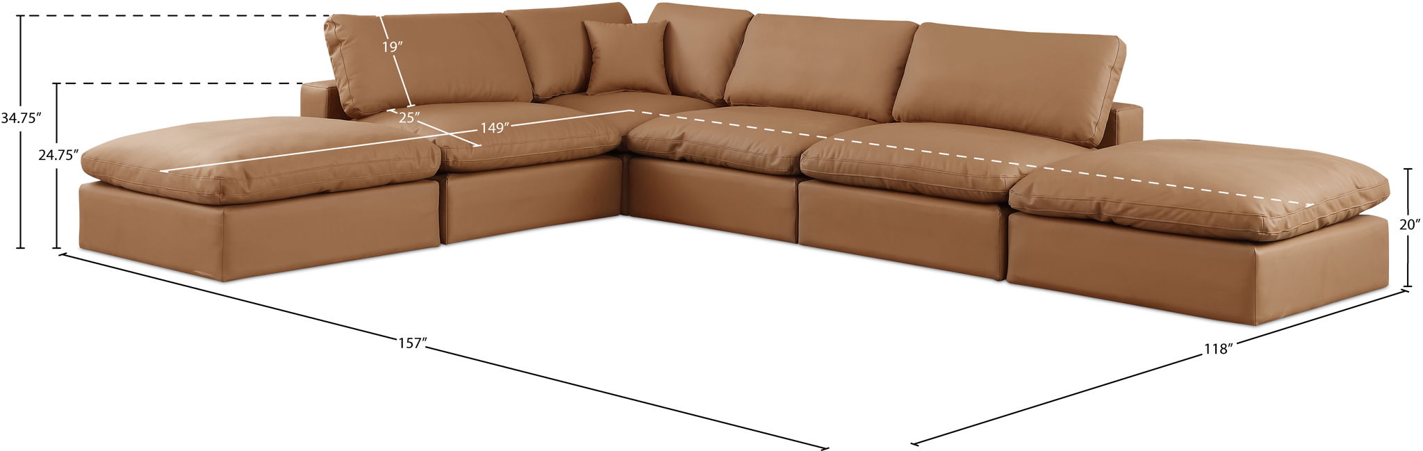 Comfy - 6 Piece Faux Leather Modular Sectional