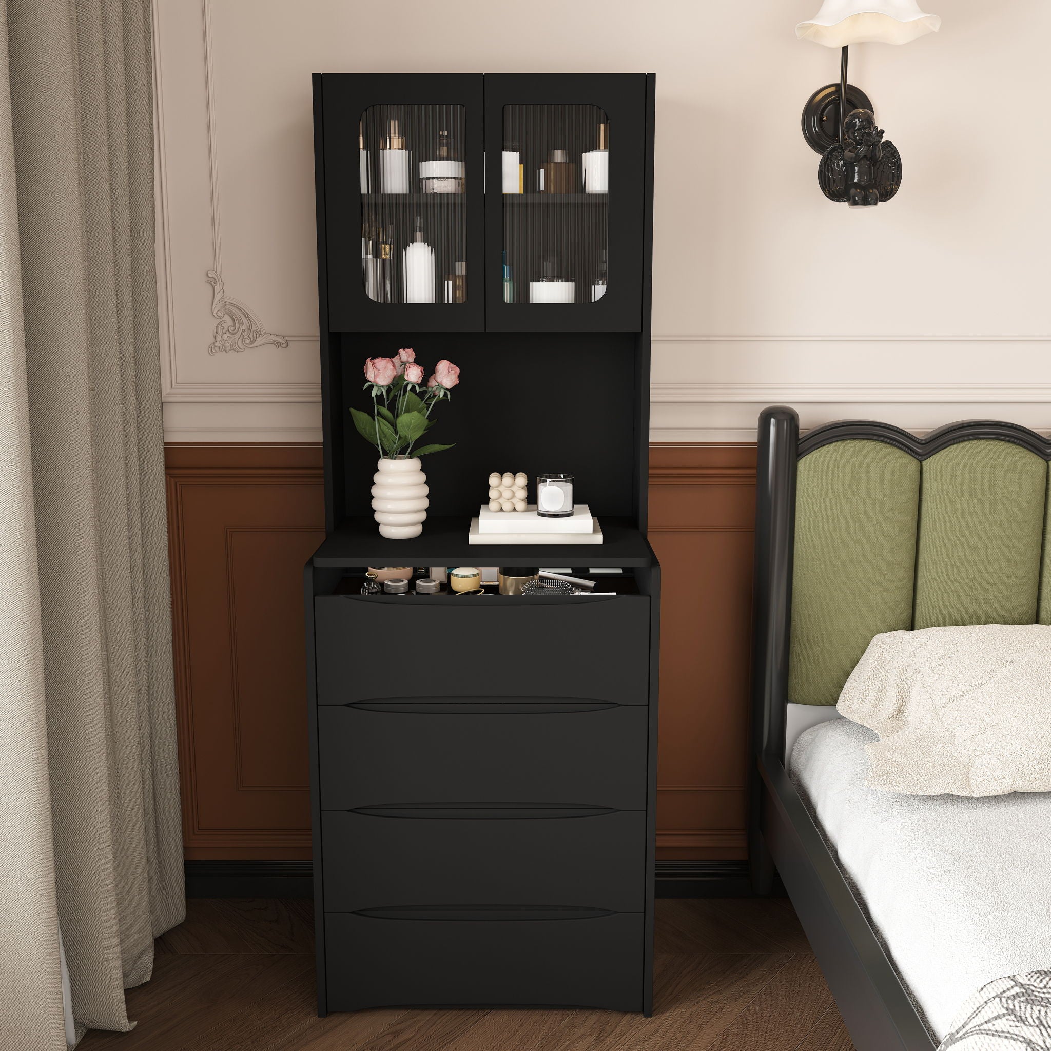 3 In 1 Vanity Table With LED Mirror & Storage Stool For Bedroom