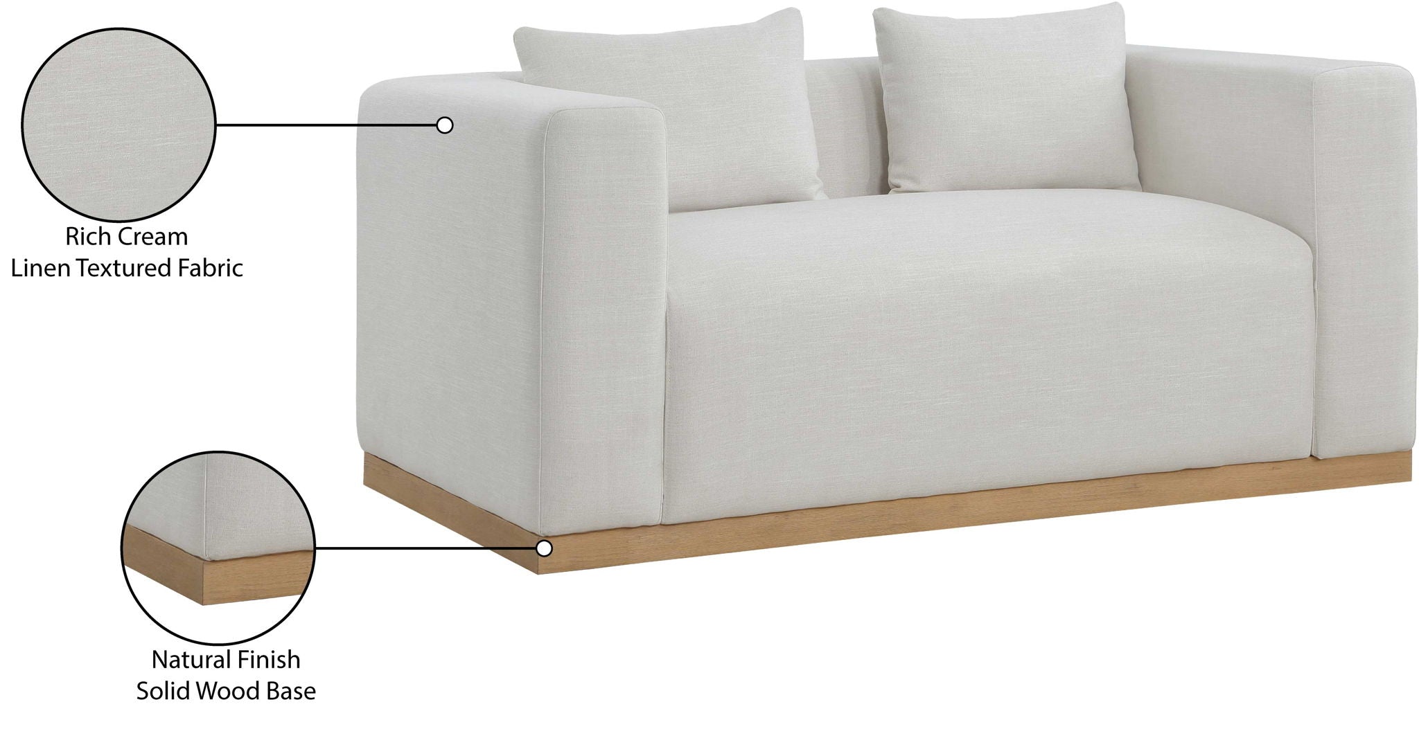 Alfie - Linen Textured Fabic Loveseat