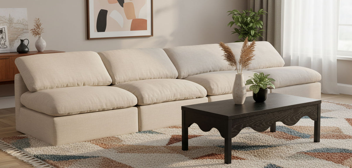 Indulge - Linen 4 Seat Modular Armless Sofa