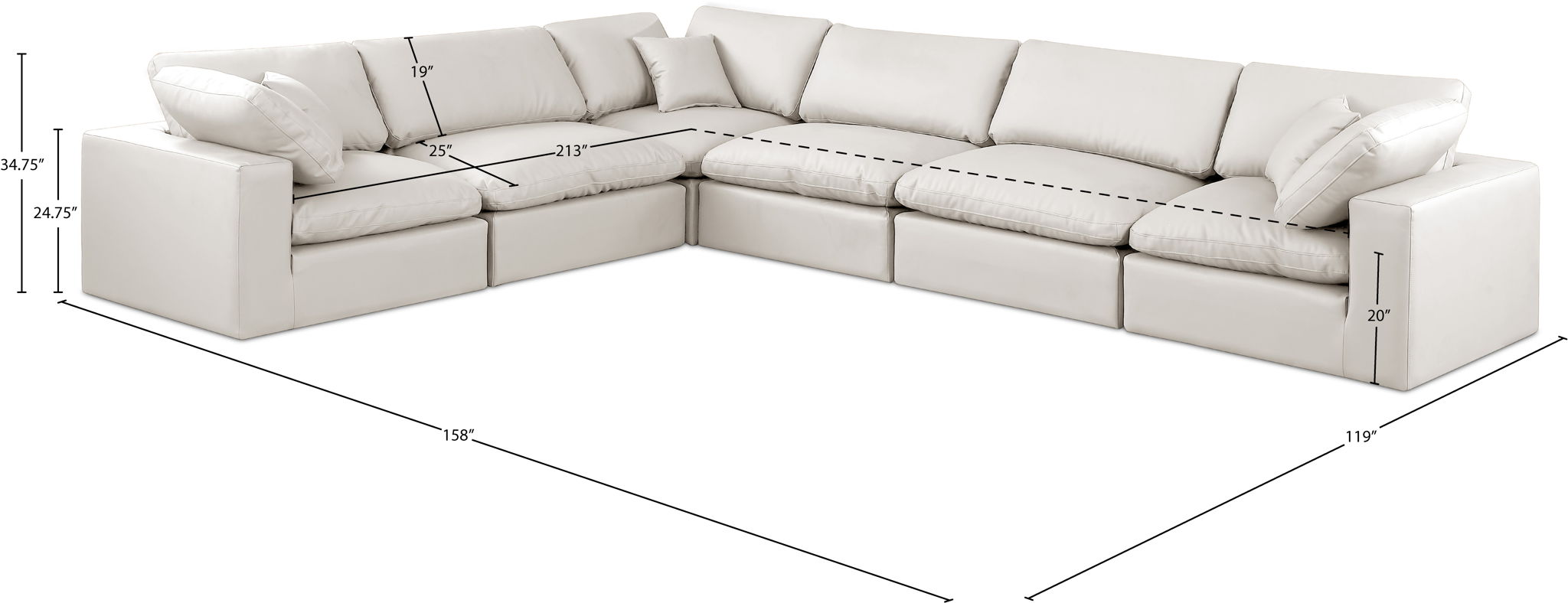 Comfy - 6 Piece Faux Leather Modular Corner Sectional