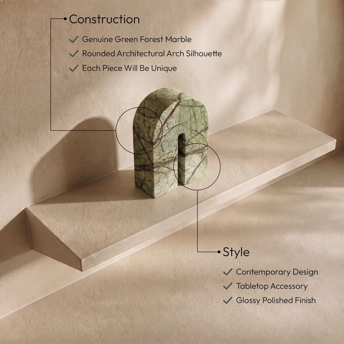 Phillipe - Genuine Marble Bookend