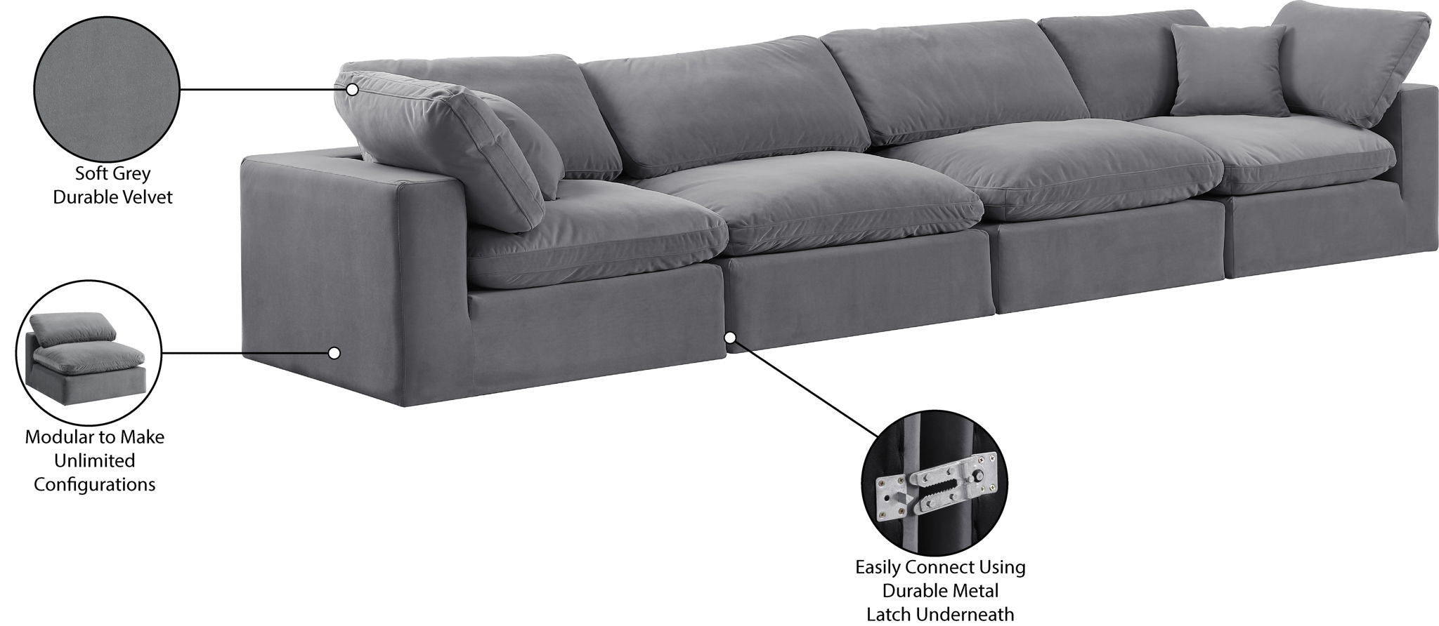 Comfy - Velvet Modular Sofa 4 Seats