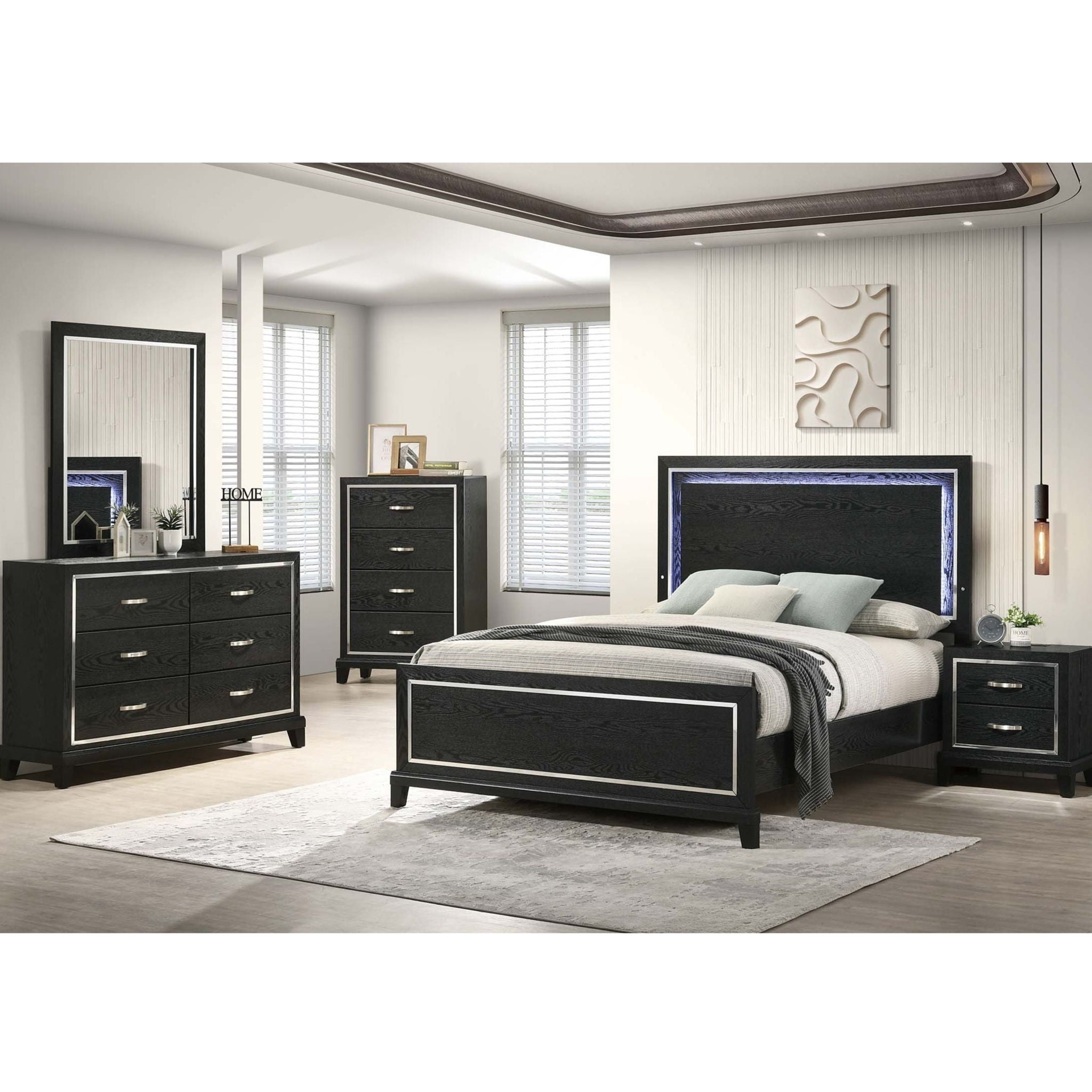Modern Bed With Built In LED Light