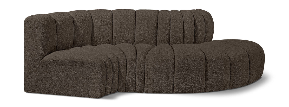 Arc - Boucle Fabric 4 Piece L-Shaped Modular Sofa