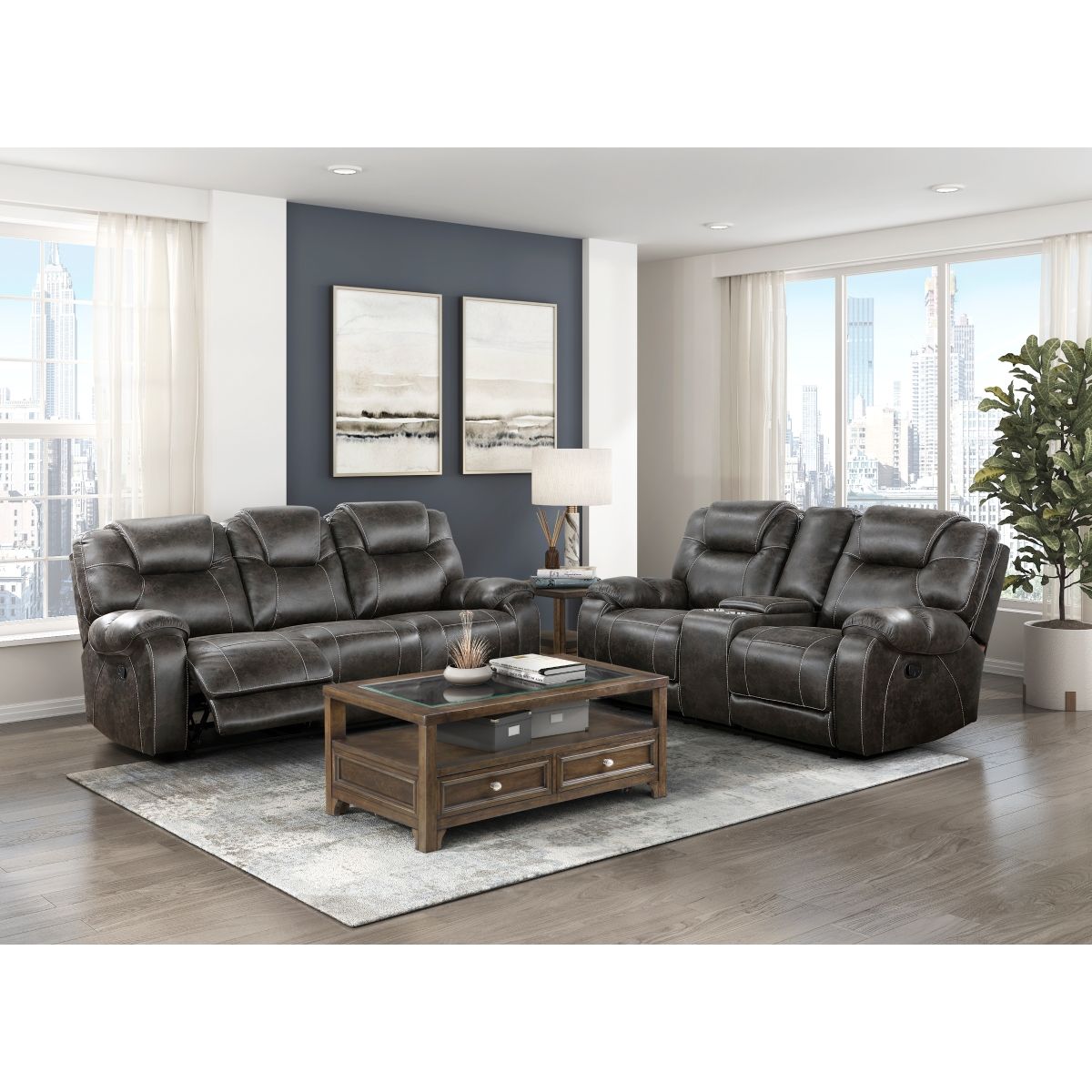 Gainesville - Double Reclining Sofa - Chocolate