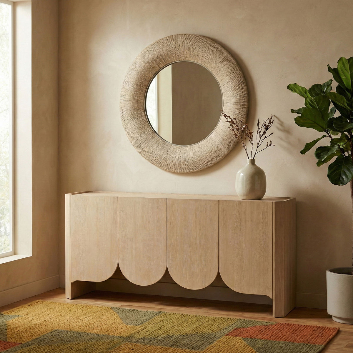 Meadow - Round Jute Rope Framed Mirror