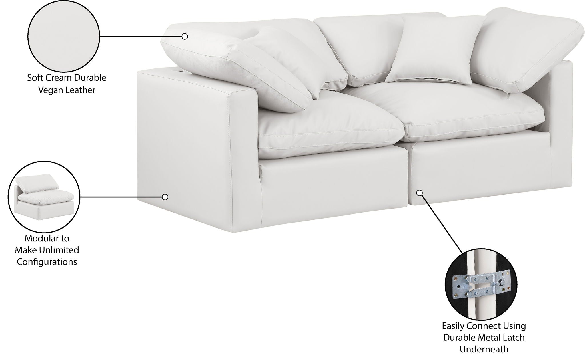 Indulge - Faux Leather 2 Seat Modular Sofa