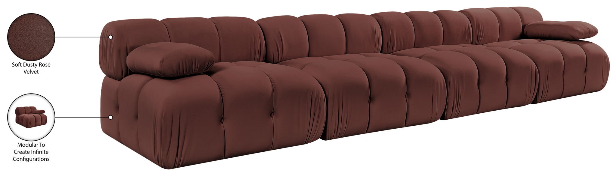 Orin - Velvet 4 Piece Modular Sofa