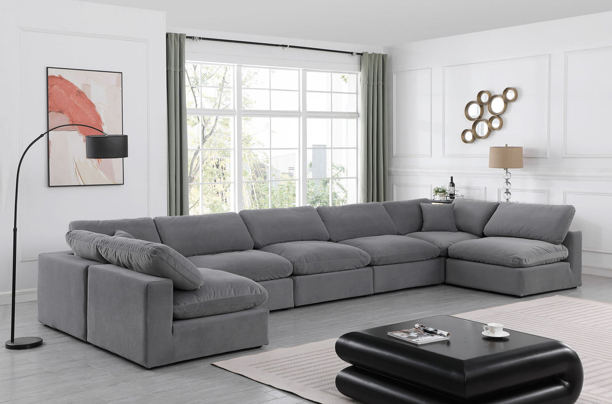 Comfy - 7 Piece Velvet Modular Armless Sectional