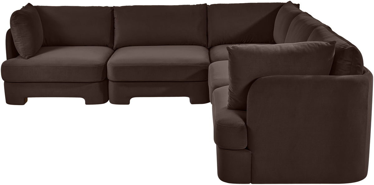 Hammond - Velvet Performance Fabric Upholstered 5 Piece Corner Sectional