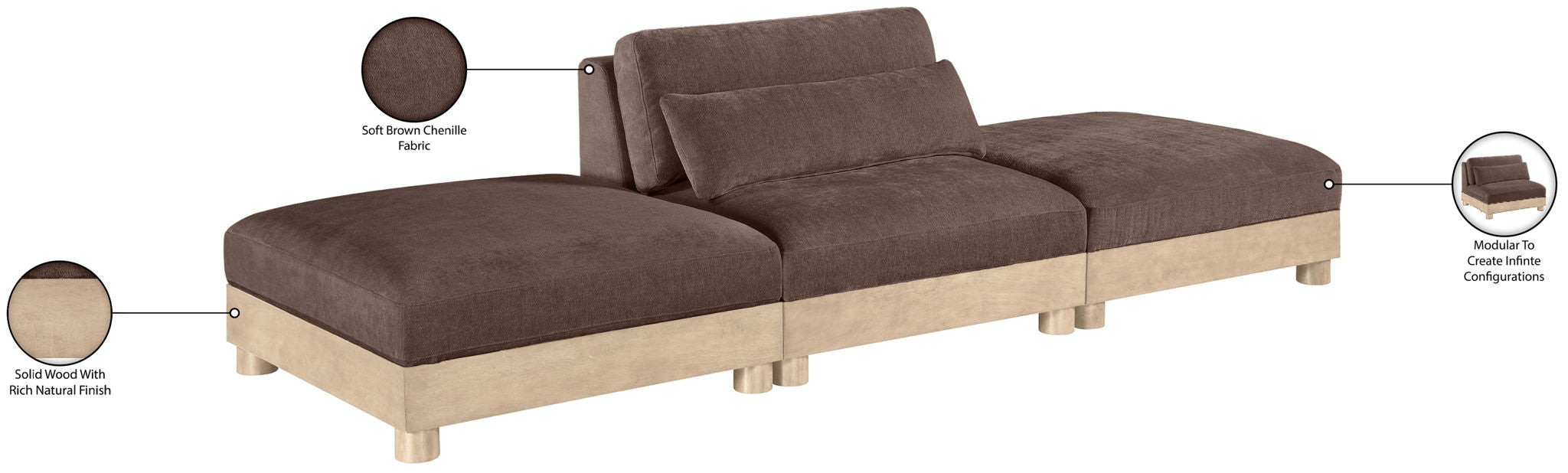 Turin - Chenille Fabric Upholstered Modular Sectional - Brown