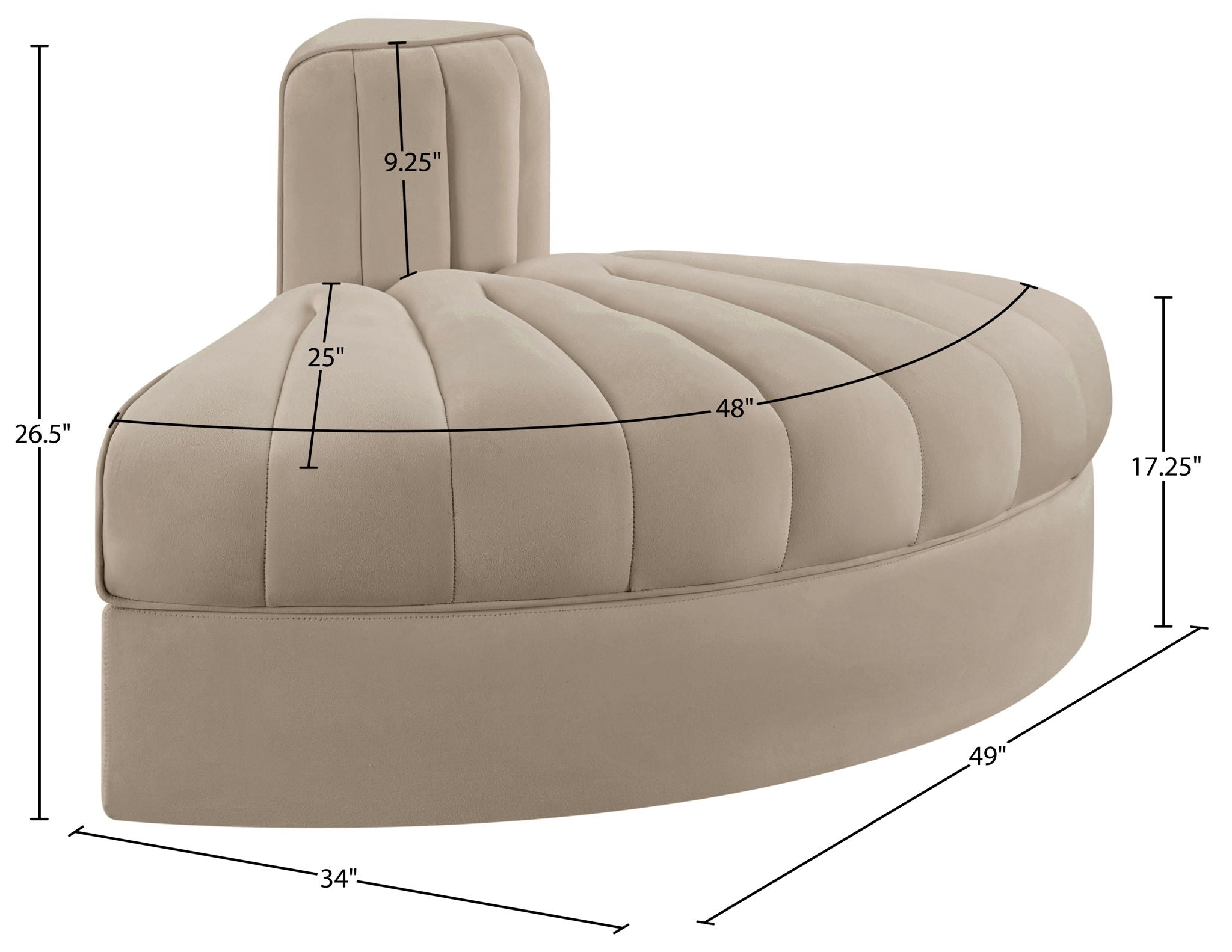 Rummi - Velvet Performance Fabric Upholstered Modular Chair