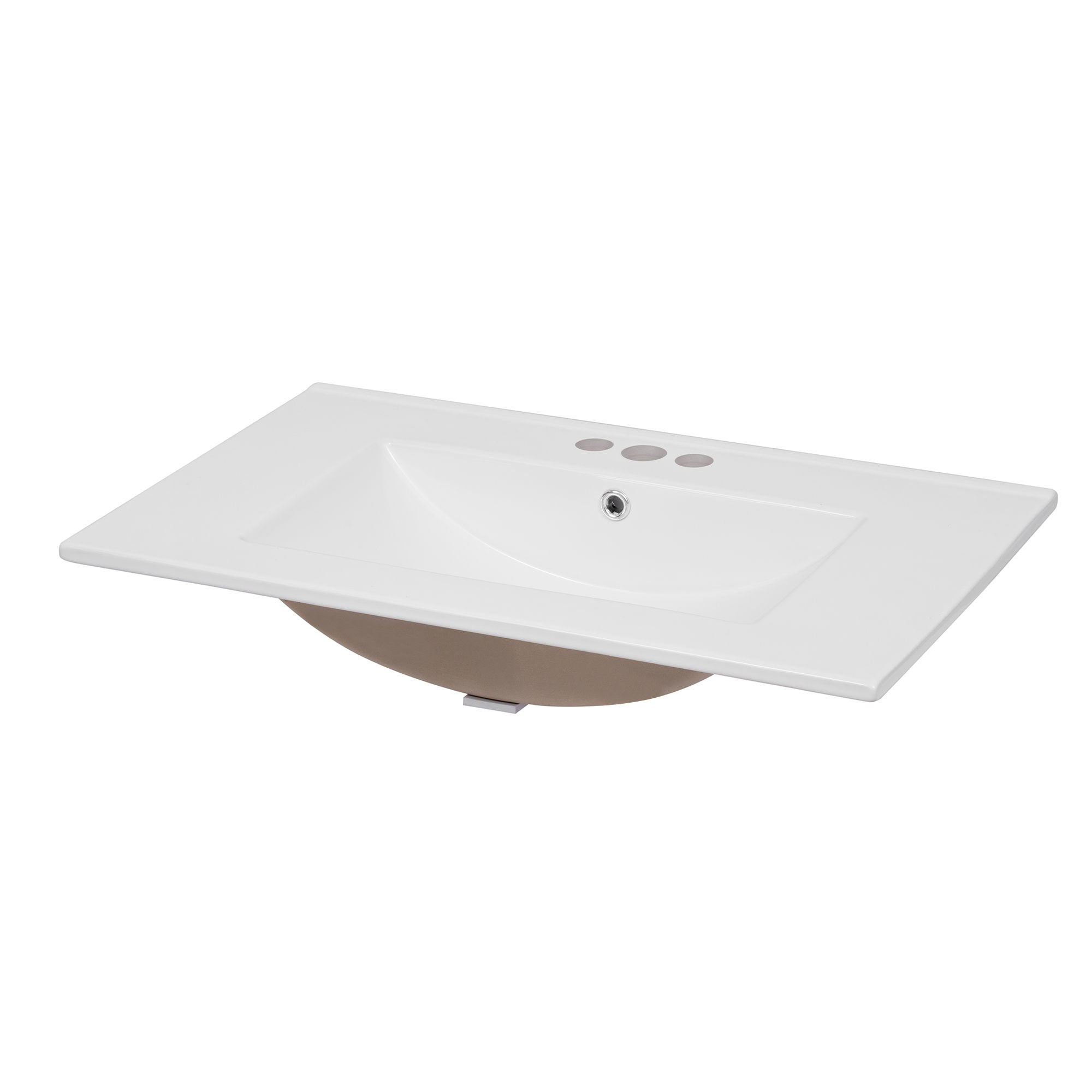 Bathroom Vanity With Sink, Rectangular Storage Cabinet With 2 Soft Closing Doors - White
